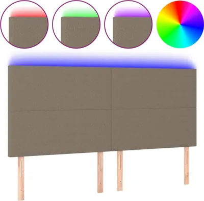 Produktbild von vidaXL LED Kopfteil Taupe 160x5x118/128 cm Stoff