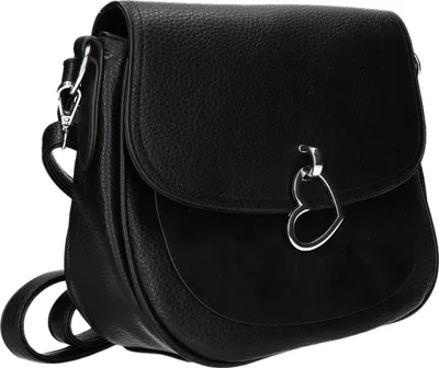 Produktbild von Abendtasche AW25/G2/S1-BK, Schwarz, glattes Kunstleder, 27x21x8 cm, mit Überschlag und verstellbarem Schultergurt