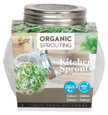 Produktbild von Sprossenglas mit Keimsprossen Daikon | Keimsprossenglas von Buzzy Seeds