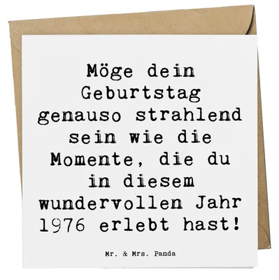 Produktbild von Mr. & Mrs. Panda Grußkarte Spruch 1976 Geburtstag - Weiß - Geschenk, Alter, doppelkarte, Geburtstagsgeschenk, anlasskarte, Happy Birthday, Glückwunschkarte, Klappkarte