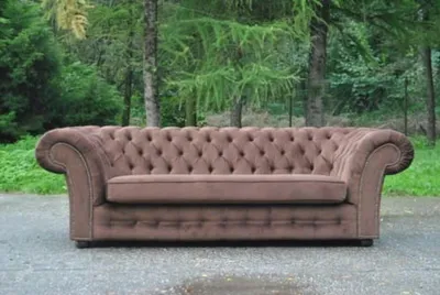 Produktbild von Dreisitzer Couch Polster Sitz Sofas Textil Sofa 3 Sitzer Braun Chesterfield Neu