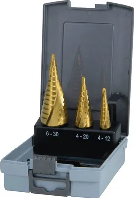 Immagine prodotto di Set di punte a gradino Ruko misura 0 / 9.1.2 HSS-TiN cassetta in plastica da 3 pezzi - 101026TRO