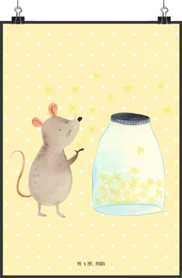 Produktbild von Mr. & Mrs. Panda Bild Maus Sterne DIN A1 - Gelb Pastell - Geschenk, drucke, Schwangerschaft, Lustige Sprüche, Wanddekoration, Wandbild, Geburtstag, Geburt, wanddeko