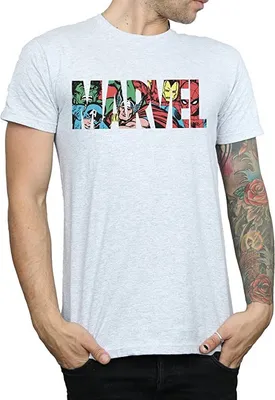 Immagine prodotto di Marvel - Maglietta "Comics" Logo da uomo BI1683 (L) (Grigio)