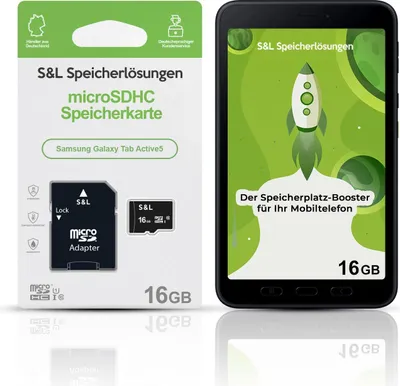Produktbild von microSD Speicherkarte S&L für Samsung Galaxy Tab Active5 - Speicherkapazität: 16 GB