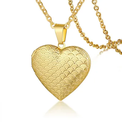 Produktbild von Medaillon mit Foto: Herz Kette aus Edelstahl gold