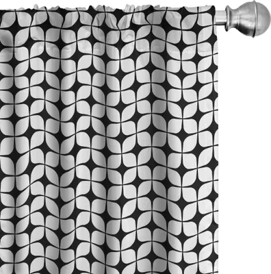 Immagine prodotto di ABAKUHAUS Tende astratte, tende, quadrati continui in stile monocromatico Elementi grafici a griglia, 2 pezzi 75 x 225 cm, grigio antracite e bianco
