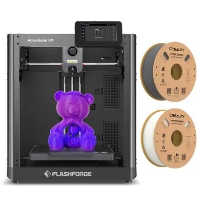 Produktbild von Flashforge Adventurer 5M 3D-Drucker, 600 mm/s Druckgeschwindigkeit, 220 x 220 x 220 mm Druckvolumen + 1KG Weiss Hyper PLA-Filament+ 1KG Grau Hyper PLA-Filament
