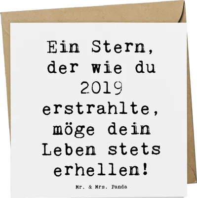 Produktbild von Mr. & Mrs. Panda Klappkarte Spruch 2019 Geburtstag Stern - Weiß - Geschenk, faltkarte, Grußkarte, Happy Birthday, Geburtstagsideen, Geburtstagsgeschenk, Freude, Liebe