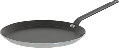 A de BUYER CHOC RESTO frying pan with a black handle is shown against a white background.