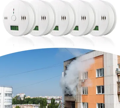 Obrázok produktu pre Jayseuw 5x CO hlásič biely kompletná sada požiarneho hlásiča pre oxid uhoľnatý 85 dB s LED diódou