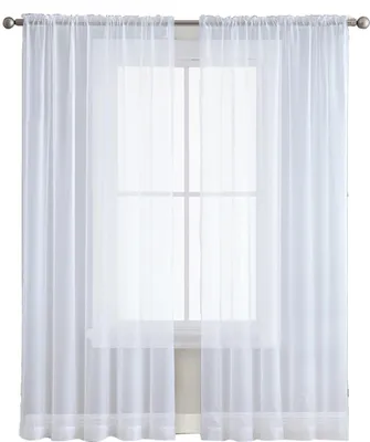 Produktbild von Transparente Vorhänge für Wohnzimmer, Stangentasche, Fenstervorhang, Paneele, Schlafzimmer, Halbvoile, Weiß (139,7 cm B x 259,9 cm L, 2 Paneele)