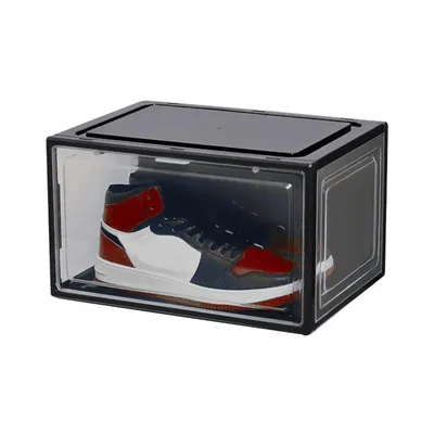 Produktbild von 12 Stück Schuhbox Stapelbar Schuhorganizer bis Gr.47 Aufbewahrungsbox Schuhe Kunststoffbox Schuhkasten Schuhkarton Schwarz