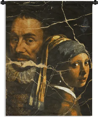Produktbild von MuchoWow® Wandteppich Wandbehang Kunst - Collage - Alte Meister 90x120 cm Tapisserie Dekoration Wandtuch - Wanddeko