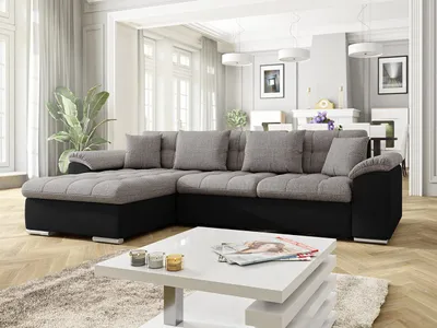 Produktbild von MIRJAN24 Ecksofa Diana, Eckcouch mit Bettkasten und Schlaffunktion, Polsterecke (Ecksofa Links, Soft 011 + Lawa 05)