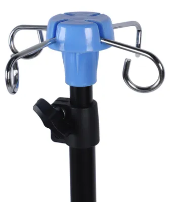 Produktbild von Tragbarer, zusammenklappbarer Infusionsständer, 4 Haken, 3 Beine, 75–210 cm, höhenverstellbar, für Krankenhäuser, Kliniken, Rollstühle, Betten, 1,0 Zo