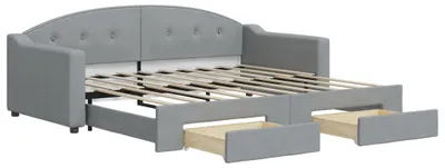 Produktbild von vidaXL Tagesbett Ausziehbar mit Schubladen Hellgrau 100x190 cm Stoff