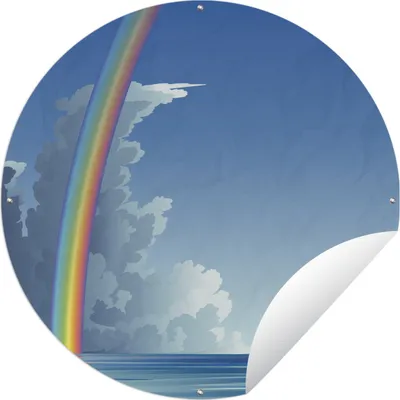 Produktbild von MuchoWow® Gartenposter Outdoor-Poster Rund Eine Illustration eines Regenbogens über dem Meer Ø 150 cm Gartendeko Rundes Poster draußen