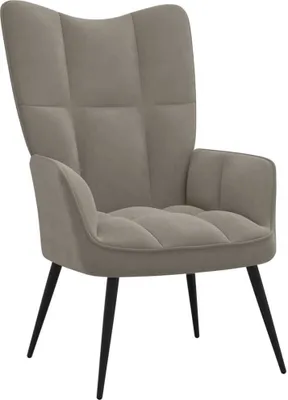 Image de The Living Store fauteuil inclinable en velours gris clair