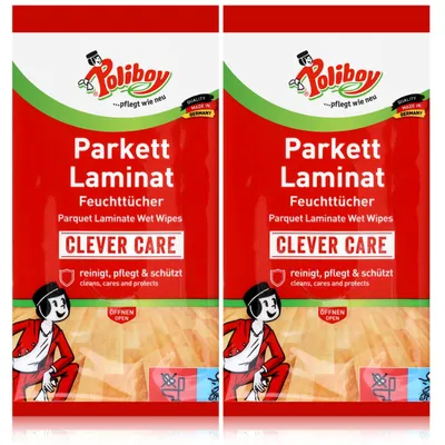 Produktbild von Poliboy Parkett Laminat Feuchttücher 15 Tücher - Reinigt & schützt (2er Pack)