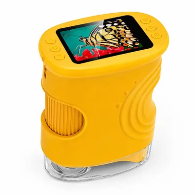 Produktbild von Tragbares Kinder Mikroskop 100x mit LED & 2MP Kamera, digitales Lernspielzeug STEM, für Natur & Entdeckungen, Geschenk für Kinder ab 6 Jahren