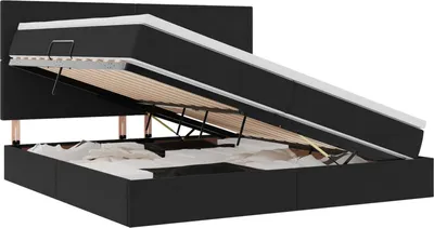 Obrázok produktu pre vidaXL Úložná posteľ s matracom čierna 200 x 200 cm zamat