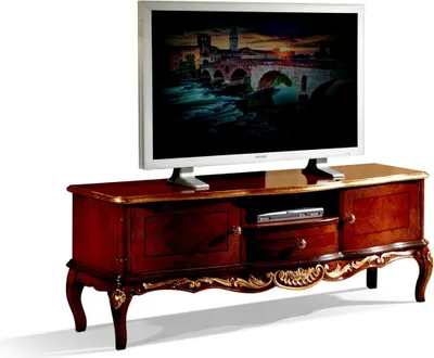 Image de Designer bois baroque meuble TV avec 2 portes tiroir et étagère Italie Meubles