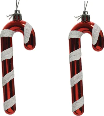 Produktbild von Christbaumschmuck Kunststoff Zuckerstangen 12cm rot / weiß 2er Set