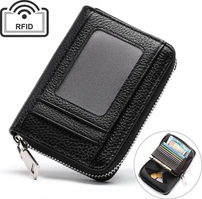 Produktbild von OKWISH Hikeren Portemonnaie,Mini Geldbörse,Kartenetui,Kreditkartenetui,Leder Geldbörse Slim Wallet,Kreditkartenetui, Schwarz