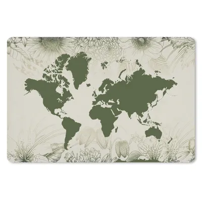 Produktbild von MuchoWow® Schreibtischunterlage Weltkarte - Blumen - Grün 60x40 cm - XXL Mauspad - Großes Mauspad
