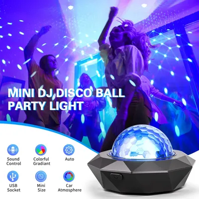 Produktbild von USB Mini Disco Kugel LED - Sprachgesteuerte Magic Ball Lampe - Strobe Effekt - Party & DJ Beleuchtung - 3W Bühnenlicht - EU Stecker 2 Stück