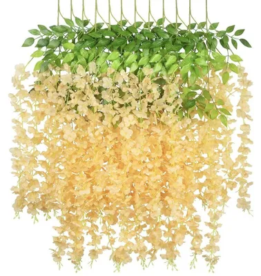 Produktbild von NatureMan, 12 Stück Blauregen-Hängeblumen, künstliche Weinrebe, hängende Girlande, Seidenblumen (für Hochzeit, Party, Garten, Dekoration im Freien, Champagner-Motto)