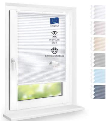 Produktbild von Wabenplissee lichtdurchlässig, ohne Bohren, Weiß, 110x210