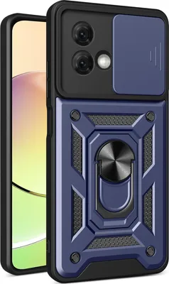 Obrázek produktu pro Pouzdro pro Motorola Moto G84 s Kroužkem, Stojánek, Ochrana Kamery, TPU Nárazník, Silikonové Pouzdro modré