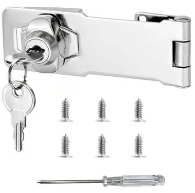 Obrázek produktu pro Zámek do skříně, překlapávací, 61 mm, uzamykatelný klíčem, stříbrný, nerezová ocel