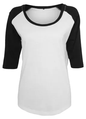 Image de Build Your Brand - T-shirt 3/4 pour femmes à manches raglan LT2139 (L) (blanc/noir)