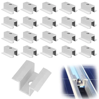 20 PV-Mittelklemmen, 8 mm Bohrung, Karbonstahl, Silber