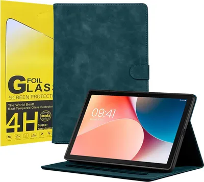 Produktbild von LBH Tablet Schutzhülle + 2x 4H Displayfolie für Samsung Galaxy Tab A8 10.5 Zoll Cover Case Schutz Tablet Farbe: Petrol