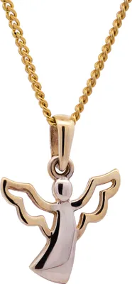 Produktbild von Anhänger Engel   333 Gold rhodiniert mit vergoldeter Silberkette 55 cm