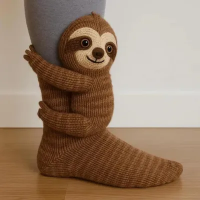 Produktbild von Huggy™ Hug Hug Tiersocken - Süße 3D Kuschelsocken mit lustigen Tiermotiven!: Faultier
