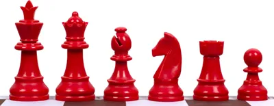 Produktbild von Staunton 6 Schachfiguren, Kunststoff (König 95 mm) - Rot