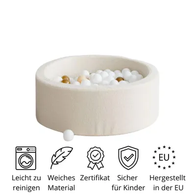 Produktbild von Monio for Kids - Bällebad Boucle Creme 30x90 + 200 Bälle