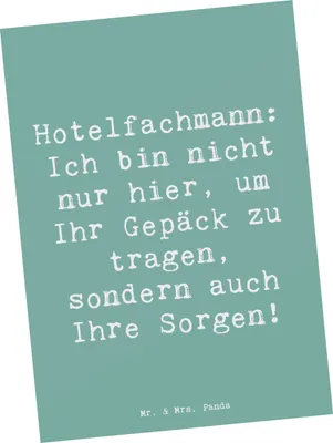 Produktbild von Mr. & Mrs. Panda Postkarte Spruch Hotelfachmann Sorge - Meeresbrise - Geschenk, Berufsprodukte, Hotel, Berufsgestaltung, Organisationstalent, Check-in, Grußkarte, Beruf