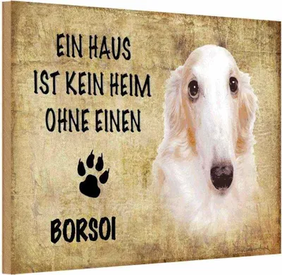 Produktbild von vianmo Holzschild 20x30 cm Borsoi Hund ohne kein Heim Tier Haustier