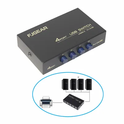 Produktbild von E06C USB 2.0 Switch 4-In-1-Out – USB Umschalter für Drucker, Scanner, USB-Stick & Kartenleser