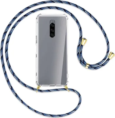 Produktbild von Handykette Backcover-Schutzhülle mit Band (Metall goldfarben) für Sony Xperia 1 - Blautöne