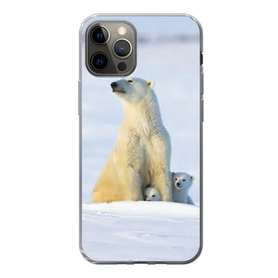Produktbild von MuchoWow® Handyhülle Schutzhülle Hülle für iPhone 12 Pro Eisbär - Schnee - Jungtiere Silikon Softcase Handy Hülle - Abdeckung