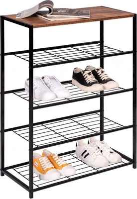 Immagine prodotto di Schoenenrek - Per 8-12 paia di scarpe - Vintage - Nero - Scarpiera per corridoio e camera da letto
