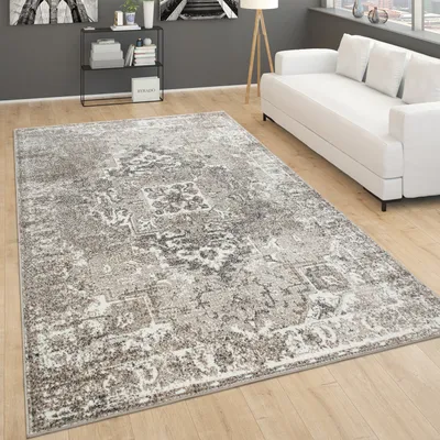 Immagine prodotto di Tappeto soggiorno a pelo corto vintage motivo orientale moderno in beige crema dimensioni 60x100 cm