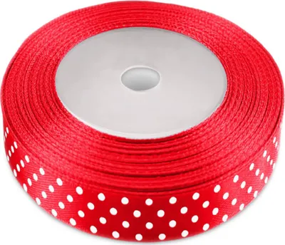 Produktbild von BAND Satinband Rolle ROT MIT WEIßEN PUNKTEN Weihnachten 12mm 22m
